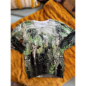 Women's JOSEPH A Green & Black Floral Cardigan M